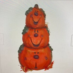 Halloween* Paper Mache Stacked Pumpkins 18" Vintage Decoration Large Orange Y2K